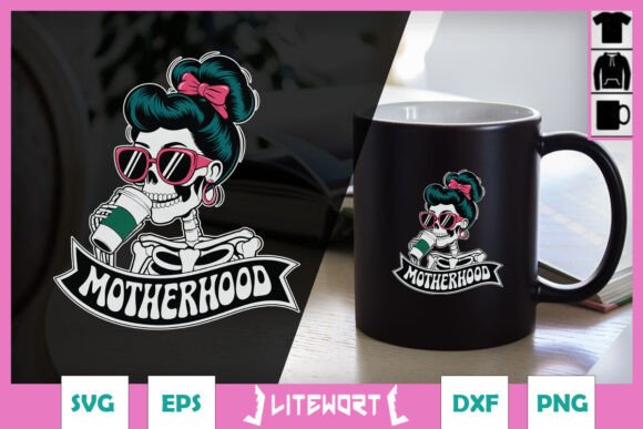 Motherhood Iced Coffee Skeleton Mom SVG